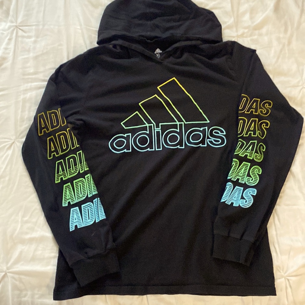 Black, Long Sleeve, Adidas, Youth XL